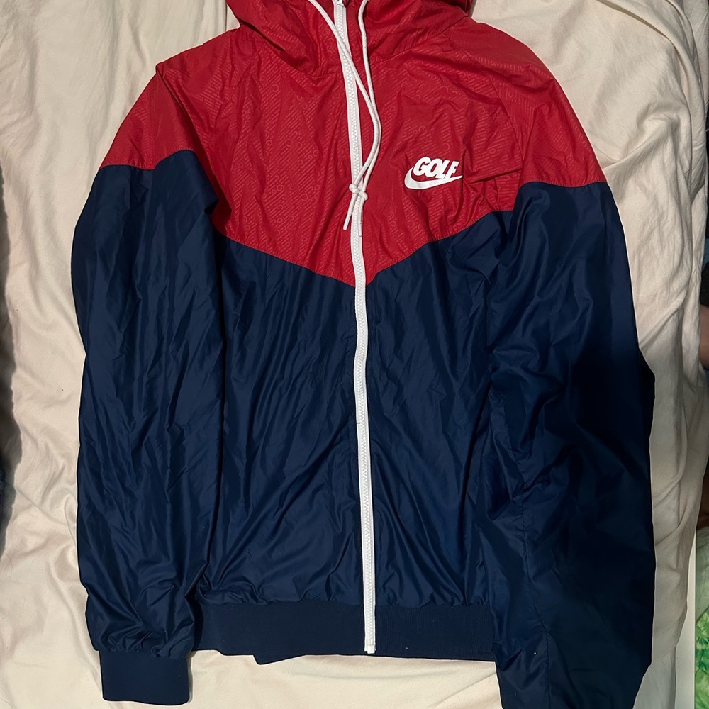 Nike Golf Navy Blue Red Dri-Fit Full Zip Up Hoodie